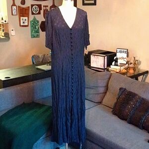 Vintage Carole Little Navy Button Down Dress